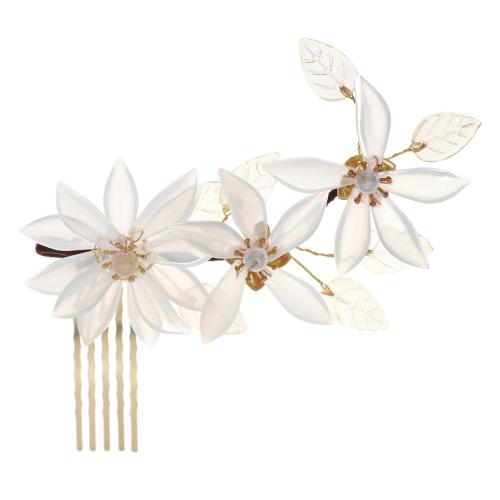 Decorative Hair Combs, Zinc Alloy, with Polymer Clay & Plastic Pearl, fashion jewelry & for woman, golden 