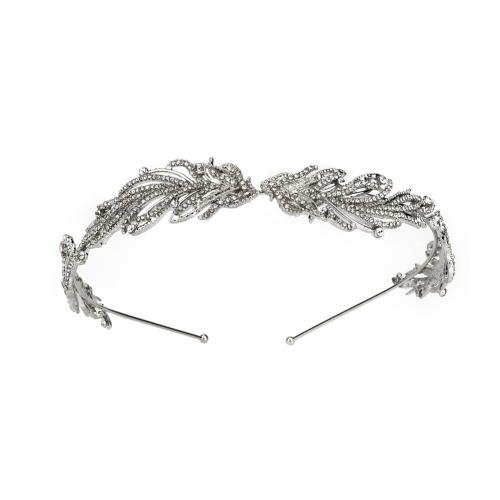 Hair Bands, Zinc Alloy, fashion jewelry & for woman & with rhinestone, silver color, diameter 130mm, height 20mm 