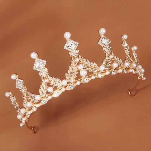Bridal Tiaras, Zinc Alloy, with Plastic Pearl, fashion jewelry & for woman & with rhinestone 