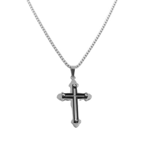 Stainless Steel Jewelry Necklace, 304 Stainless Steel, Cross, polished, fashion jewelry & for man Approx 60 cm 