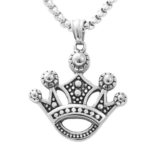 Stainless Steel Jewelry Necklace, 304 Stainless Steel, Crown, polished, fashion jewelry & for man, silver color Approx 60 cm 