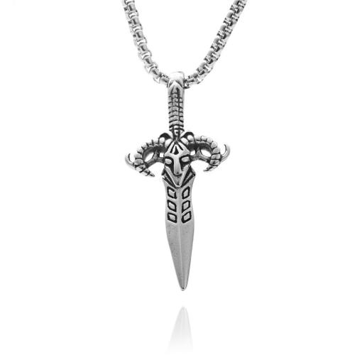 Stainless Steel Jewelry Necklace, 304 Stainless Steel, polished, fashion jewelry & for man, silver color Approx 60 cm 