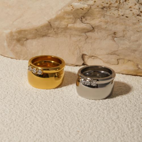 Нержавеющая сталь Rhinestone палец кольцо, Нержавеющая сталь 304, вакуумное ионное покрытие, 2 шт. & Мужская & разный размер для выбора & со стразами, Много цветов для выбора, продается указан