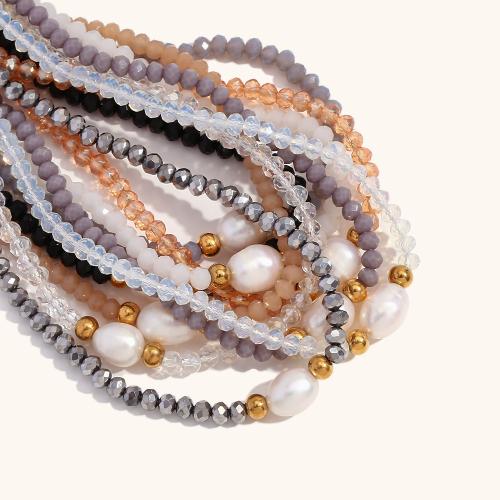 Collar de cristal, con Perlas cultivadas de agua dulce & resina, con 5cm extender cadena, Joyería & para mujer, más colores para la opción, longitud:aproximado 40 cm, Vendido por Sarta
