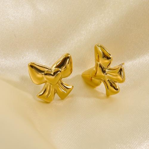 Stainless Steel Stud Earring, 304 Stainless Steel, Bowknot, Vacuum Ion Plating, fashion jewelry & for woman 