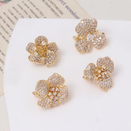 Cubic Zirconia Micro Pave Brass Beads, with Cubic Zirconia, gold color plated, DIY & double-hole 