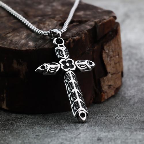 Stainless Steel Cross Pendants, 304 Stainless Steel, polished original color [