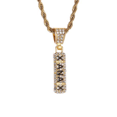 Zinc Alloy Necklace, punk style & micro pave cubic zirconia & for man 