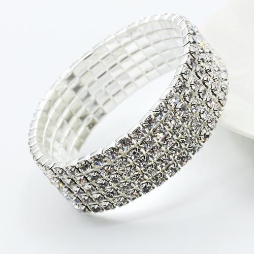 Fashion Zinc Alloy Bracelets & micro pave cubic zirconia & for woman, silver color 