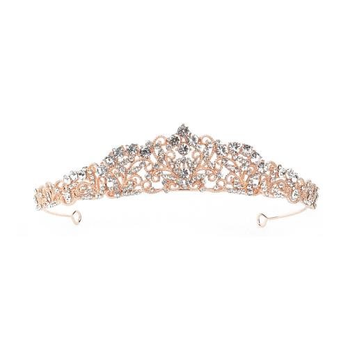 Bridal Tiaras, Zinc Alloy, fashion jewelry & for woman & with rhinestone, rose gold color 