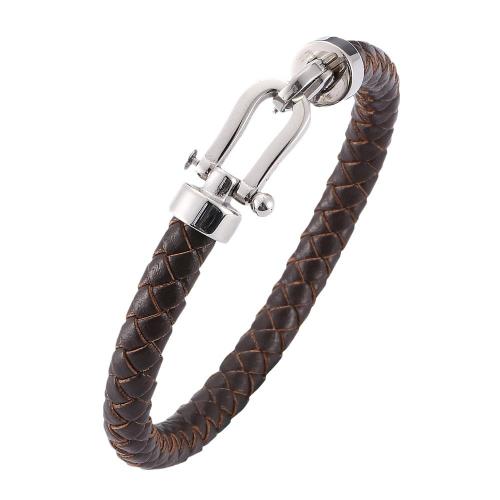 PU Leather Cord Bracelets, with 304 Stainless Steel, fashion jewelry & Unisex 