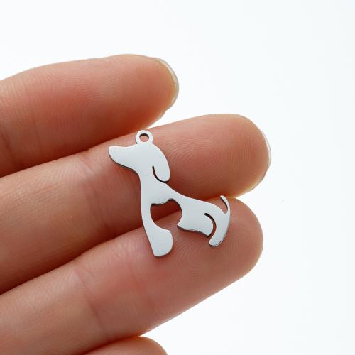 Stainless Steel Animal Pendants, 304 Stainless Steel, Dog, plated, DIY 