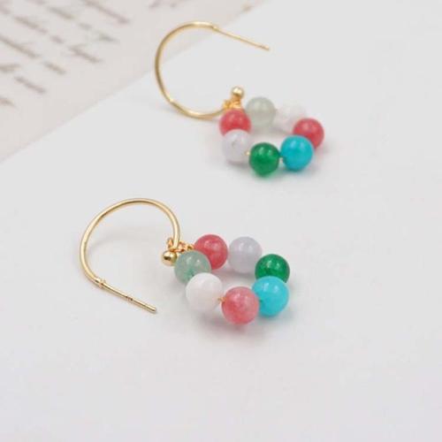 Crystal Drop Earring, Brass, with Crystal, plated, fashion jewelry, multi-colored, 42mm [