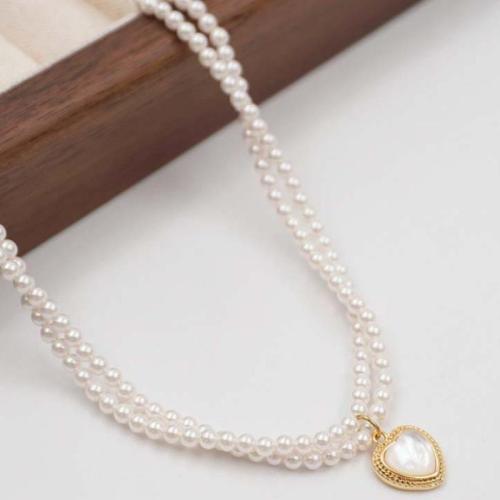 Plastik-Perlenkette, Messing, mit Titanstahl & Kunststoff Perlen, mit Verlängerungskettchen von 6cm, plattiert, Modeschmuck, goldfarben, Länge:41 cm, verkauft von PC
