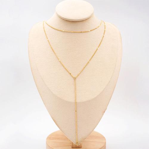 Titan Schmuck Halskette, Titanstahl, plattiert, Doppelschicht & Modeschmuck, goldfarben, verkauft von PC