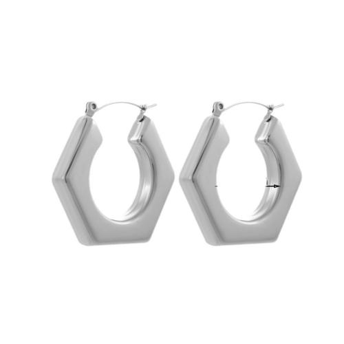 Titanium Steel Earrings, Vacuum Ion Plating & for woman, silver color 