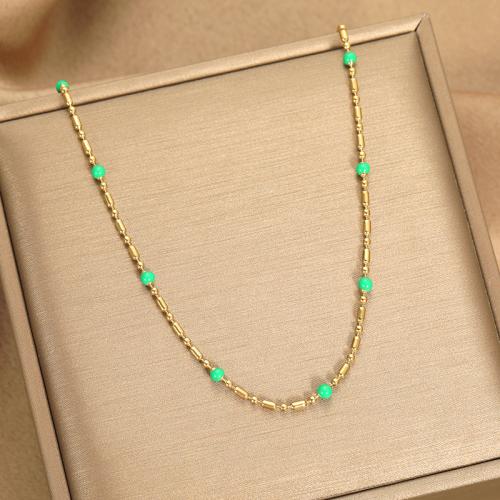 Stainless Steel Jewelry Necklace, 304 Stainless Steel, plated, for woman & enamel Approx 41-50 cm 