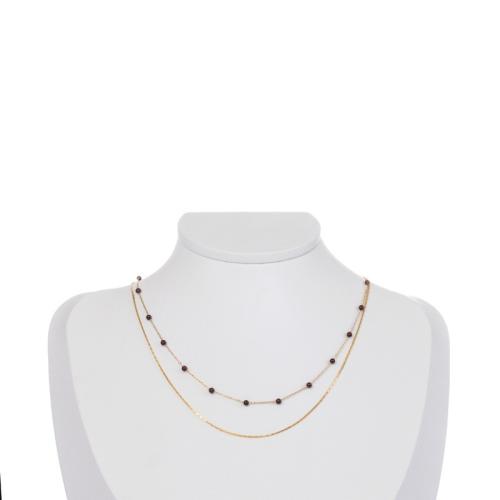 Titan Schmuck Halskette, Titanstahl, mit Edelstein & Kunststoff Perlen, Vakuum-Ionen-Beschichtung, für Frau, keine, Länge:ca. 41-50 cm, verkauft von PC