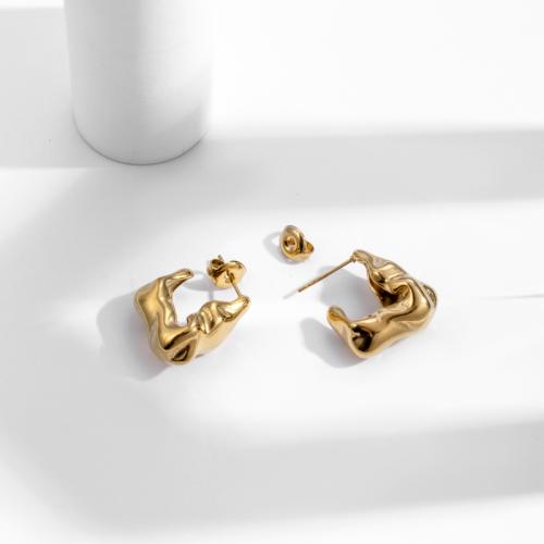 Titan Stahl Ohrringe, Titanstahl, Vakuum-Ionen-Beschichtung, für Frau, goldfarben, verkauft von Paar