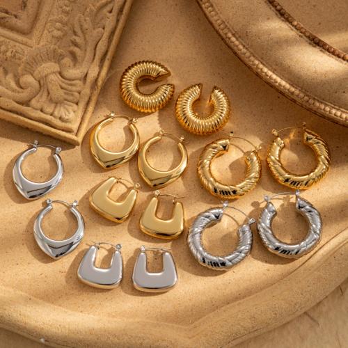 Titan Stahl Ohrringe, Titanstahl, Vakuum-Ionen-Beschichtung, verschiedene Stile für Wahl & für Frau, keine, verkauft von Paar