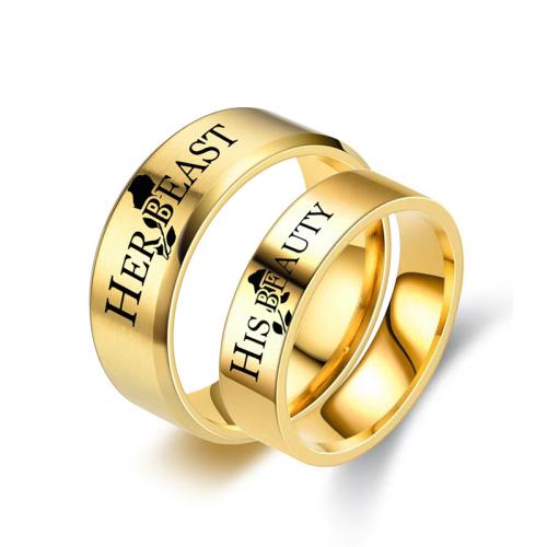 Titanium Steel Finger Ring, Unisex  golden 