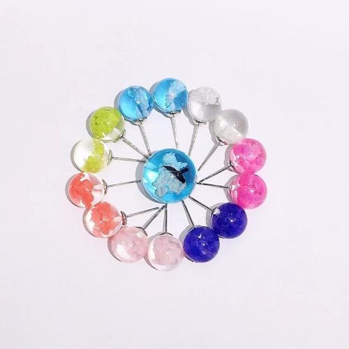 Zinc Alloy Stud Earring, with Resin, epoxy gel, for woman 
