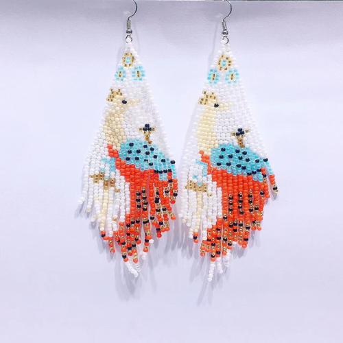 Zinc Alloy Drop Earring, with Seedbead, for woman, mixed colors 
