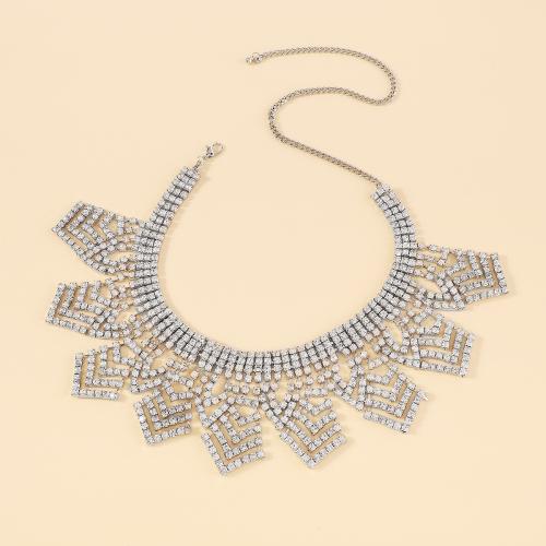 Fashion Choker Necklace, Iron, with Zinc Alloy, fashion jewelry & for woman & with rhinestone Approx 29-58 cm 