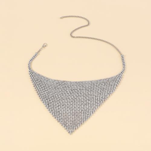 Fashion Choker Necklace, Iron, with Zinc Alloy, fashion jewelry & multilayer & for woman & with rhinestone Approx 32-59 cm 