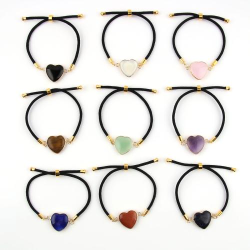 Gemstone Bracelets, with Polyamide & Brass, Heart, gold color plated, Adjustable & fashion jewelry & Unisex 20mm Approx 18 cm 