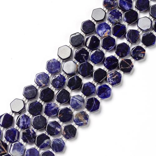 Sodalith Perlen, Sosalith, Sechseck, Modeschmuck & DIY, gemischte Farben, 9mm, Länge:ca. 38 cm, verkauft von Strang