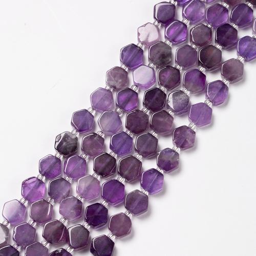 Natural Amethyst Beads, Hexagon, fashion jewelry & DIY, purple, 9mm Approx 38 cm [