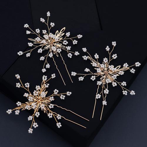 Hair Stick, Zinc Alloy, with Acrylic, fashion jewelry & for woman, golden 