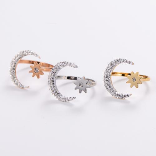 Нержавеющая сталь Rhinestone палец кольцо, Нержавеющая сталь 304, разный размер для выбора & разные стили для выбора & Женский & со стразами, Много цветов для выбора, продается PC