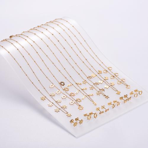Fashion Stainless Steel Jewelry Sets, 316L Stainless Steel, Stud Earring & necklace, with 5cm extender chain, 18K gold plated, 2 pieces & for woman, golden Approx 40 cm 