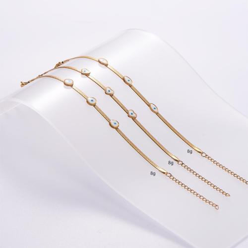 Stainless Steel Chain Bracelets, 316L Stainless Steel, with 5cm extender chain, 18K gold plated & for woman & enamel, golden Approx 18 cm 