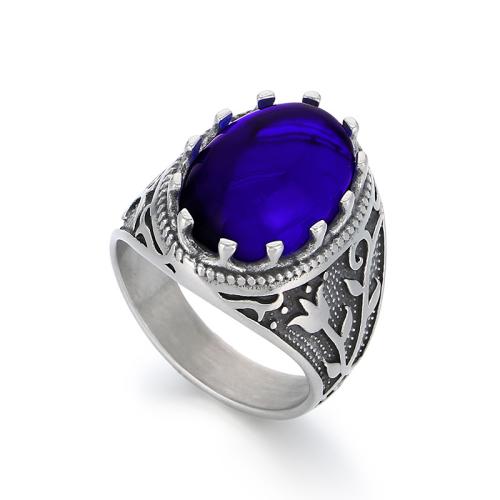 Нержавеющая сталь Rhinestone палец кольцо, Нержавеющая сталь 304, вакуумное ионное покрытие, ювелирные изделия моды & разный размер для выбора & Мужский & со стразами, Много цветов для выбора, продается PC