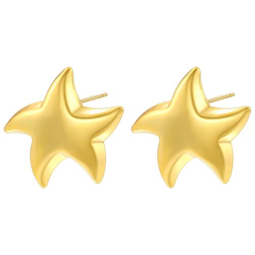Brass Stud Earring, Starfish, plated, for woman 