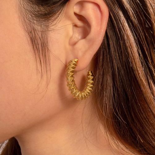Boucles d'oreilles en acier titane, Placage ionique sous vide, styles différents pour le choix & pour femme, doré, Vendu par paire