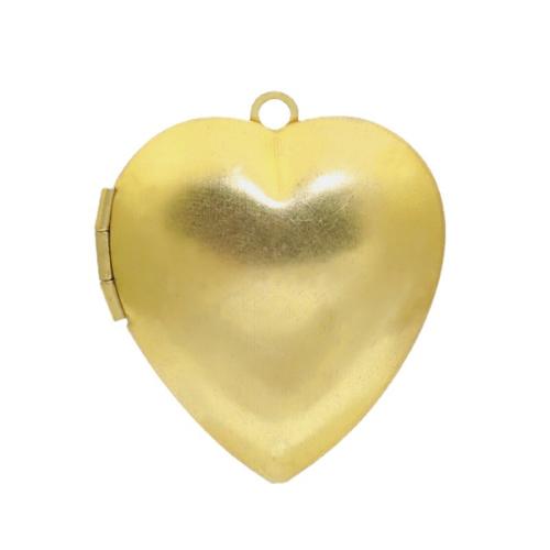 Brass Locket Pendants, Heart, with photo locket  