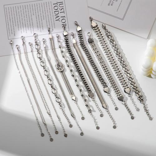 Titanium Steel Bracelet & Bangle, Vacuum Ion Plating & for woman, platinum color 