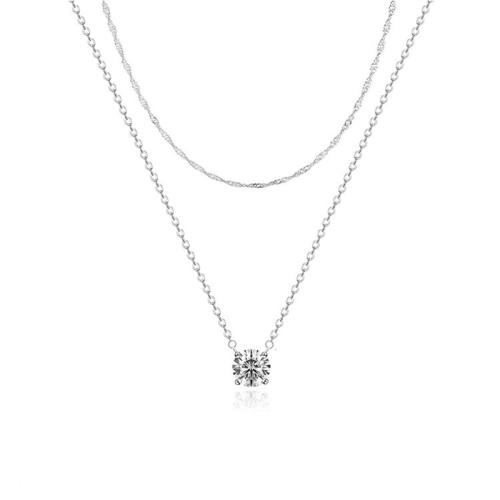 Cubic Zircon Micro Pave Brass Necklace, plated, micro pave cubic zirconia & for woman 