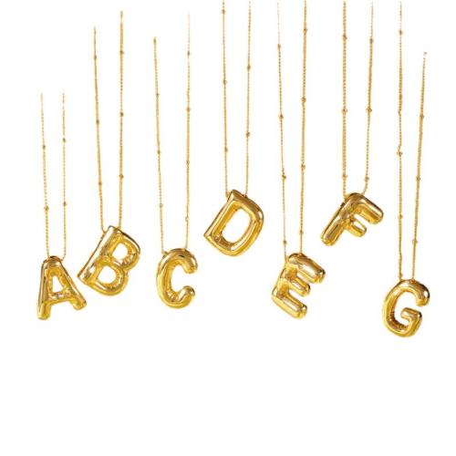 Titan Schmuck Halskette, Titanstahl, plattiert, Buchstaben sind von A bis Z & verschiedene Stile für Wahl & für Frau, goldfarben, Länge:45 cm, verkauft von PC