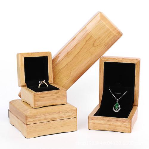 Wood Jewelry Set Box, with Plush, dustproof khaki 