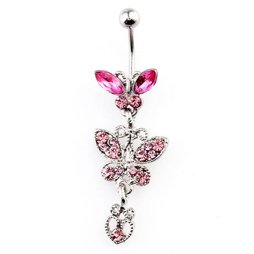 Belly Ring Jewelry, Zinc Alloy, plated, for woman & with Czech rhinestone 5MM steel ball *1.6*11MM bend rod 