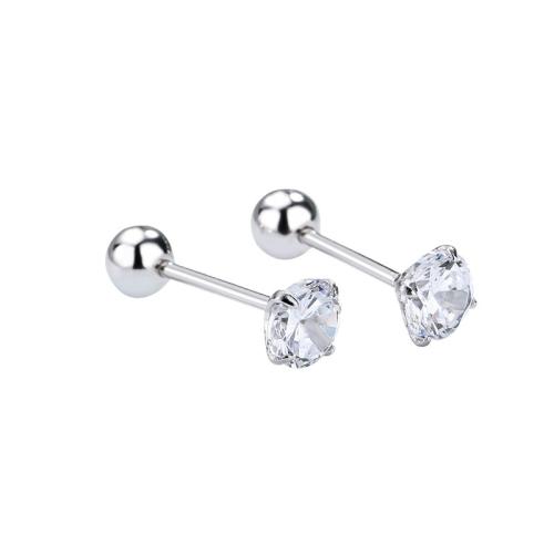 925 Sterling Silver Stud Earring & for woman & with cubic zirconia 