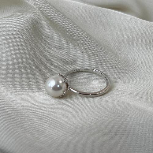 Brass Finger Ring, with Plastic Pearl, fashion jewelry & for woman US Ring 