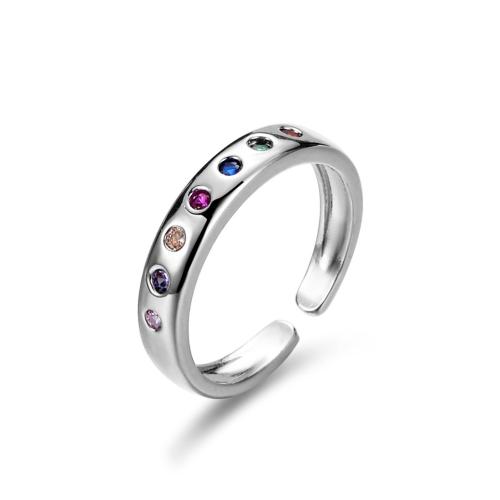 Цирконий Micro Pave Латунь палец кольцо, ювелирные изделия моды & инкрустированное микро кубического циркония & Женский, Много цветов для выбора, размер:7, продается PC