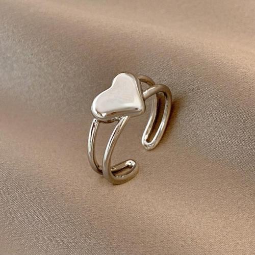 Палец кольцо-латунь, Латунь, Сердце, ювелирные изделия моды & Женский, размер:7, продается PC
