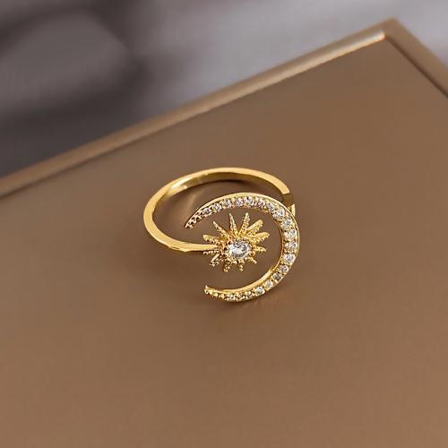 Zircon pavent l'anneau en laiton de doigt, bijoux de mode & pavé de micro zircon & pour femme Vendu par PC